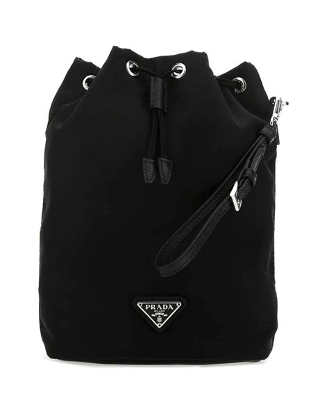 prada prada logo plaque drawstring pouch bag